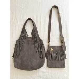 Mommy and Me UGG Australia Lea Suede Fringe Boho Bag Set Western Grey outfit set